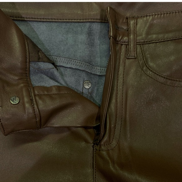 New Free People Jeans Brown Faux Leather Jeans Size 26 - Picture 6 of 17